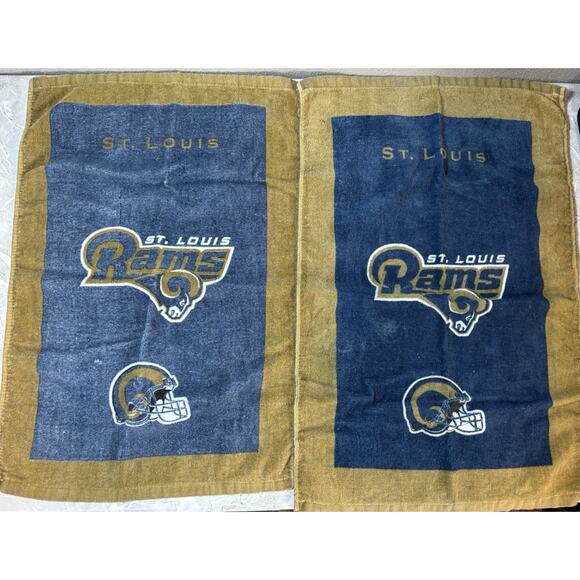 Vintage St Louis Rams Hand Towels Blue Gold Man Cave 100% Cotton - Picture 1 of 6